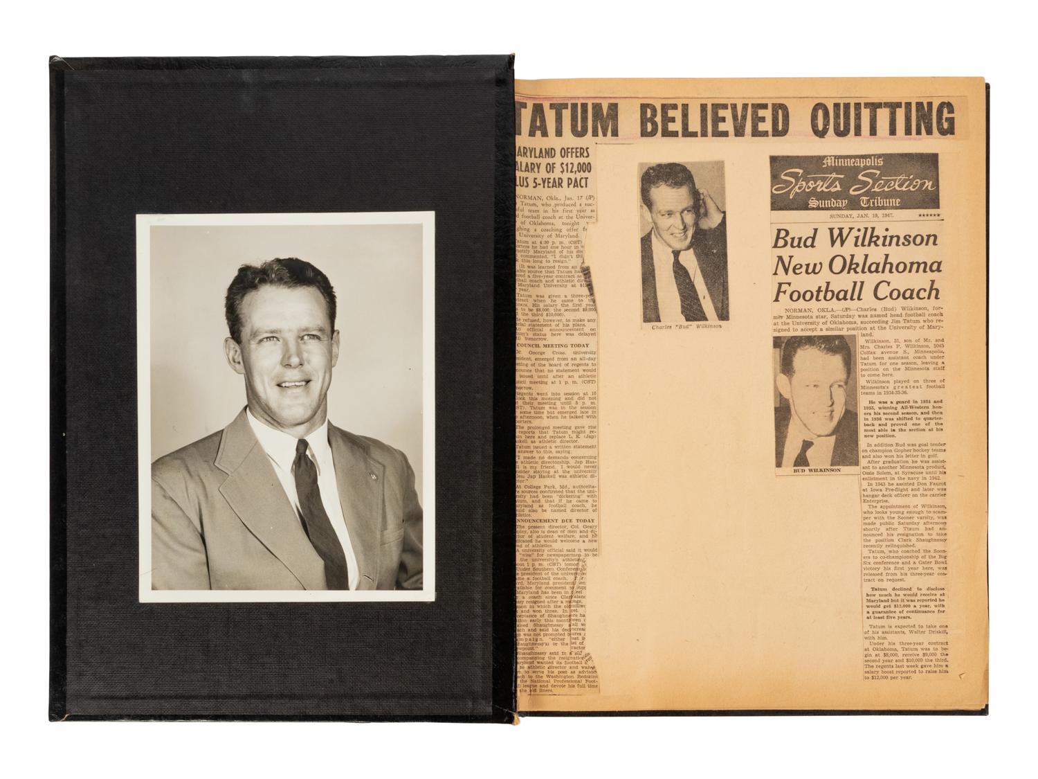 A Group of Four Career Scrapbooks and a KOCO TV Videotape from The Collection of Hall of Fame Oklahoma Football Coach Bud Wilkinson,