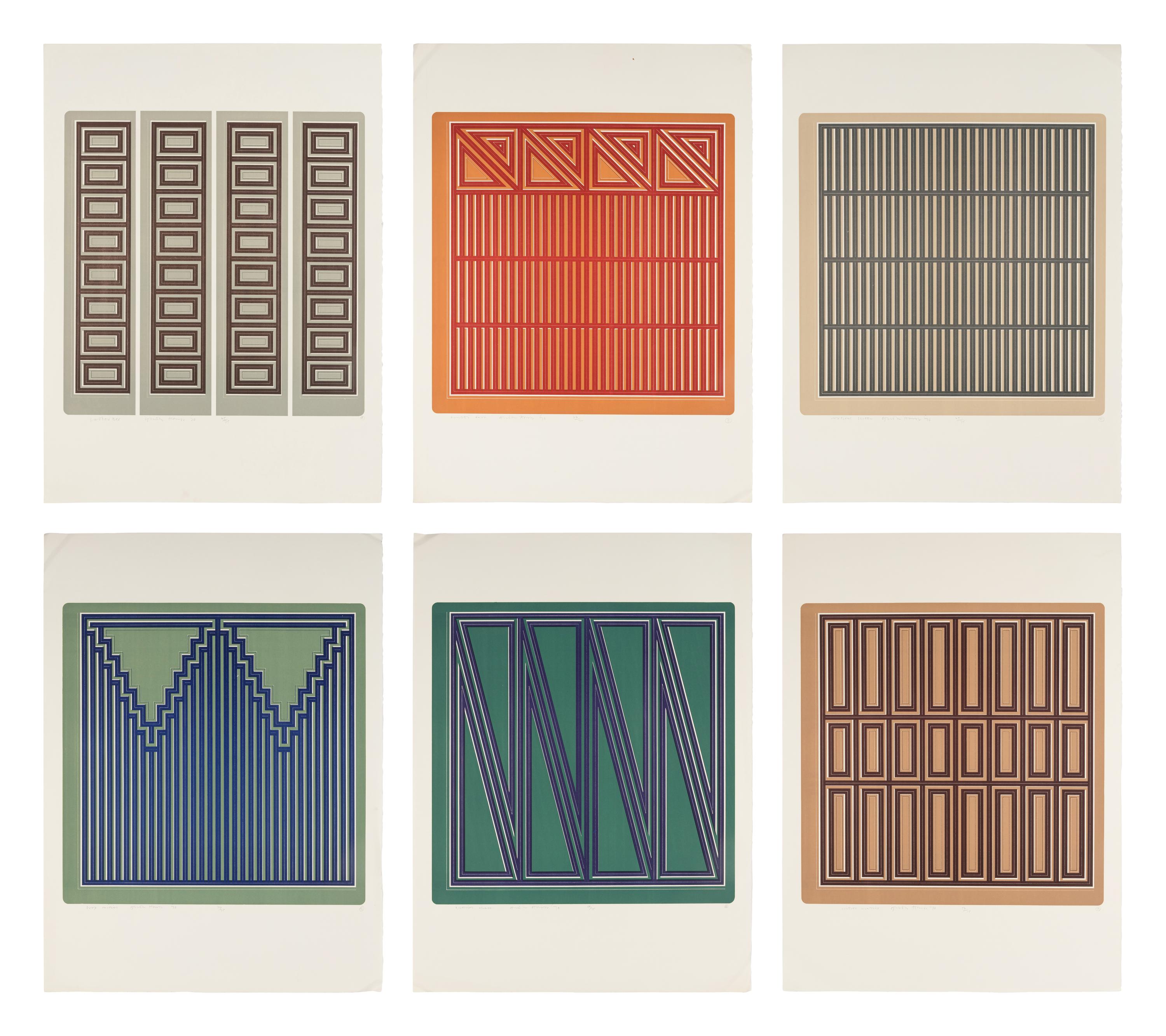 A Group of Six Prints ( Ladder Box; Multi Case; Vertical Screen; Drop Mitres; Quoined Chase; Mitred Matrix ), 1970
