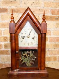 An American Mahogany Mantel Clock Height 19 1/4 inches. — 19TH CENTURY