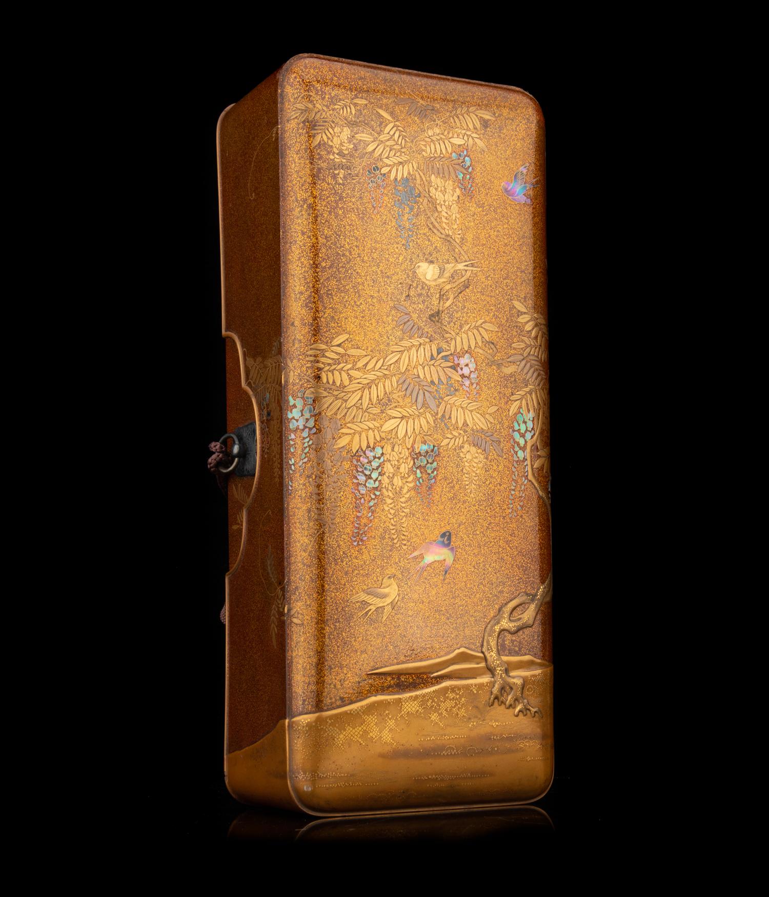 A Japanese Gold Lacquer Scroll Box, Jikumono bako