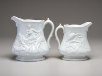 Two Millington, Astbury and Poulson White Glazed Molded Porcelain 'Colonel Elmer Ellsworth' Commemorative Pitchers