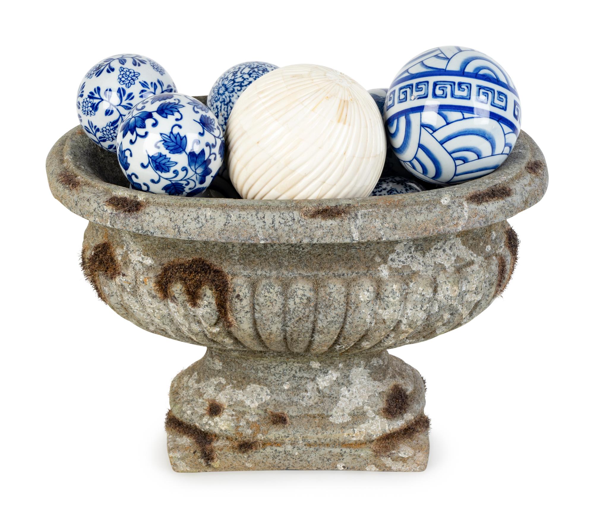 A Group of Eight Blue and White Porcelain Spheres — 20TH CENTURY