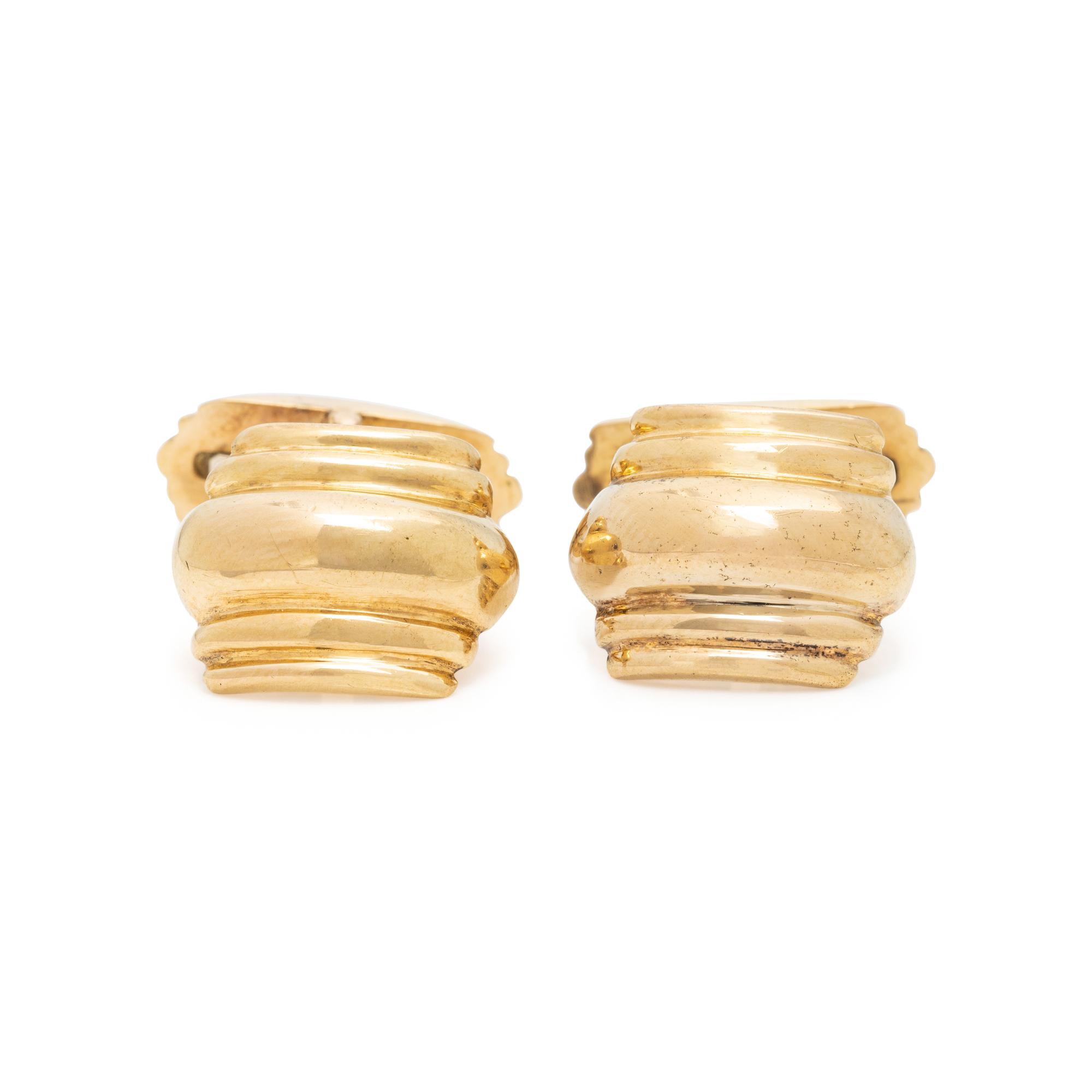HERMÈS, YELLOW GOLD CUFFLINKS