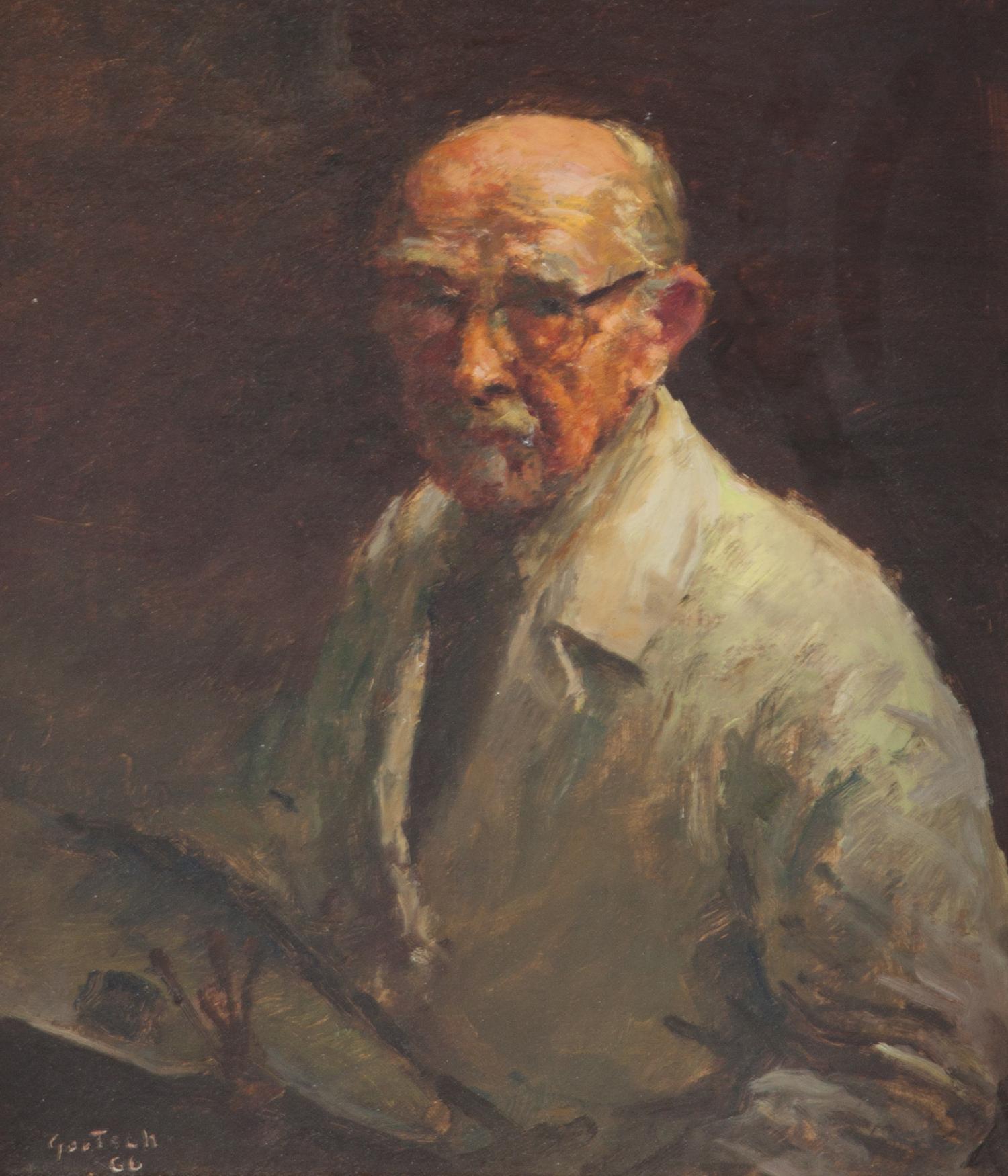 Gustav F. Goetsch, (American, 1877-1969), Self Portrait, Palette Smock, 1966
