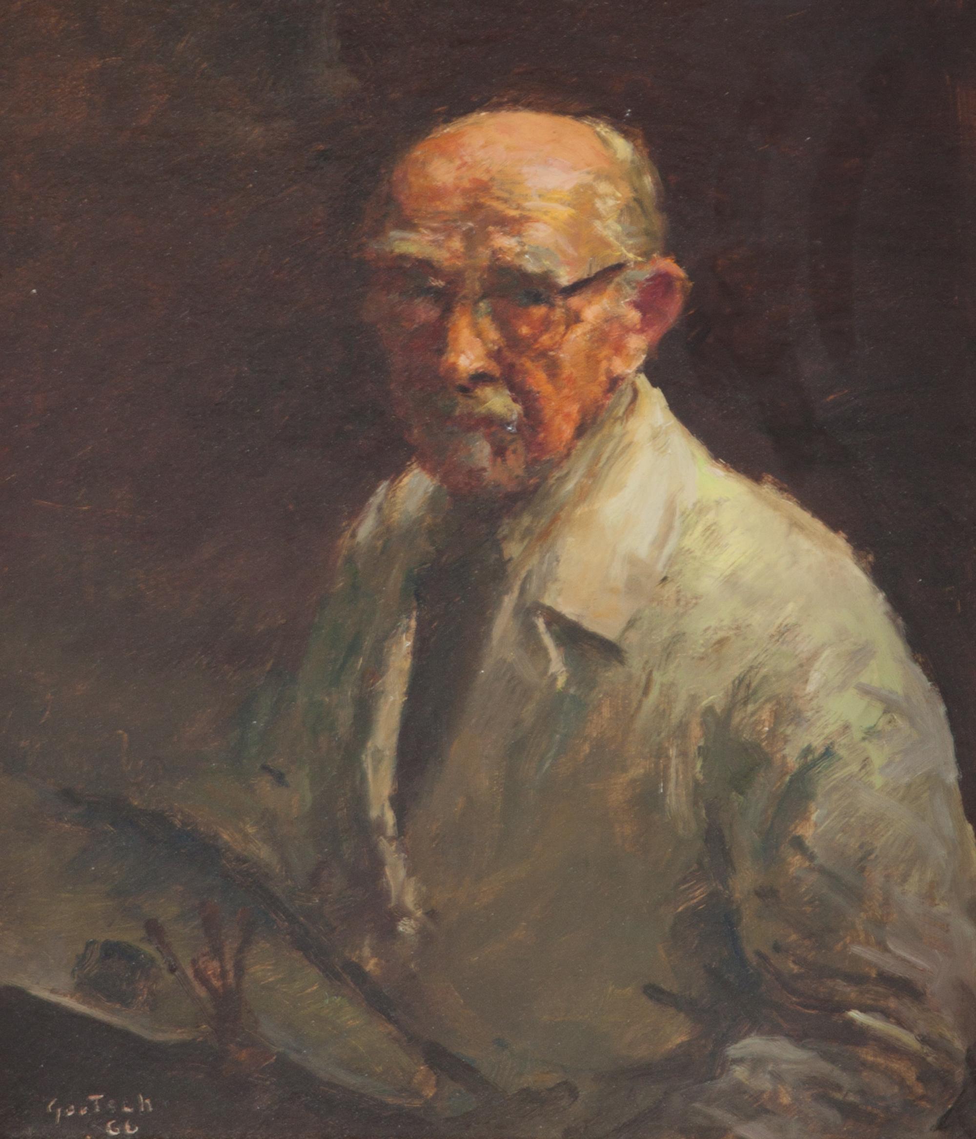 Gustav F. Goetsch, (American, 1877-1969), Self Portrait, Palette Smock, 1966