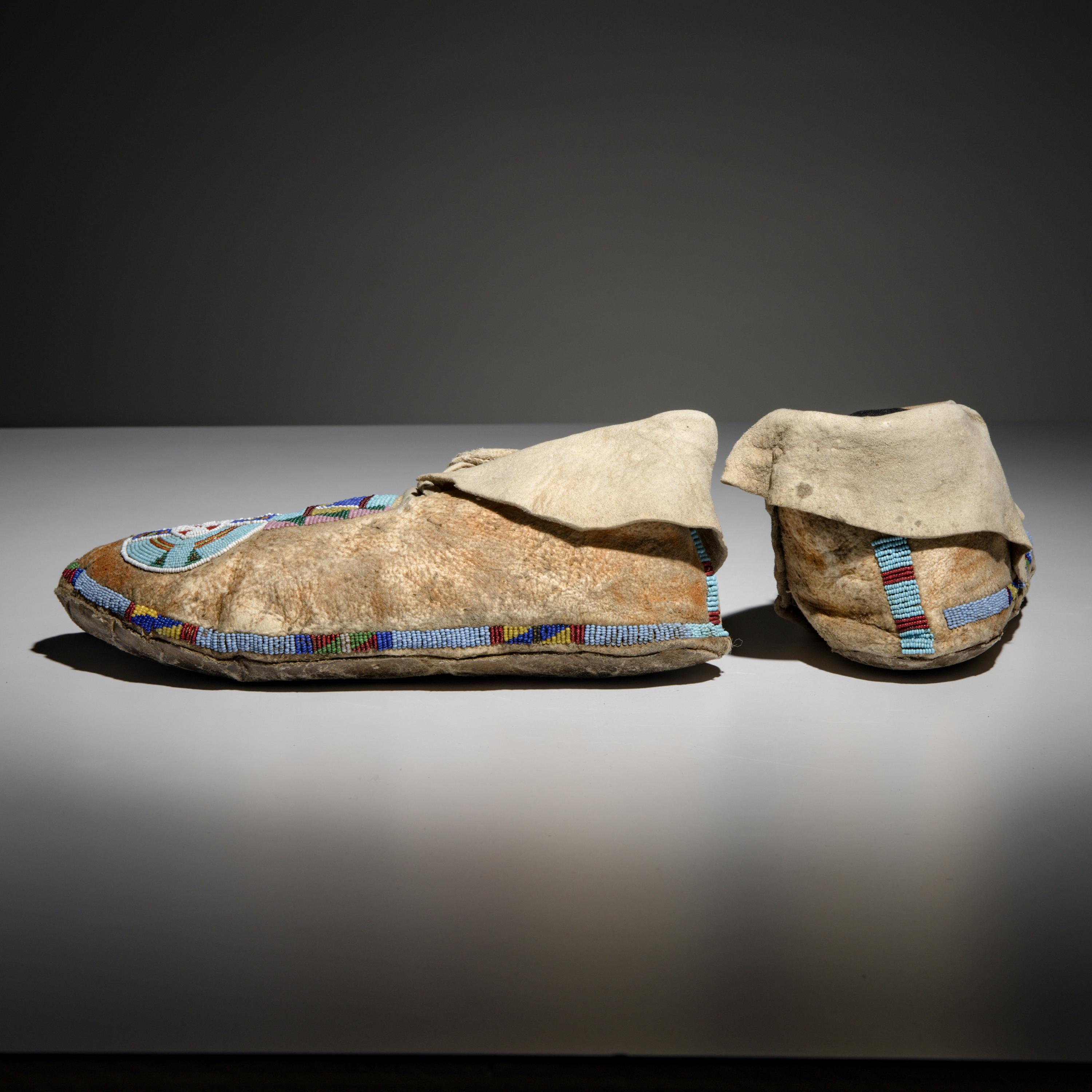 Apsáalooke [Crow] Beaded Buffalo Hide Moccasins