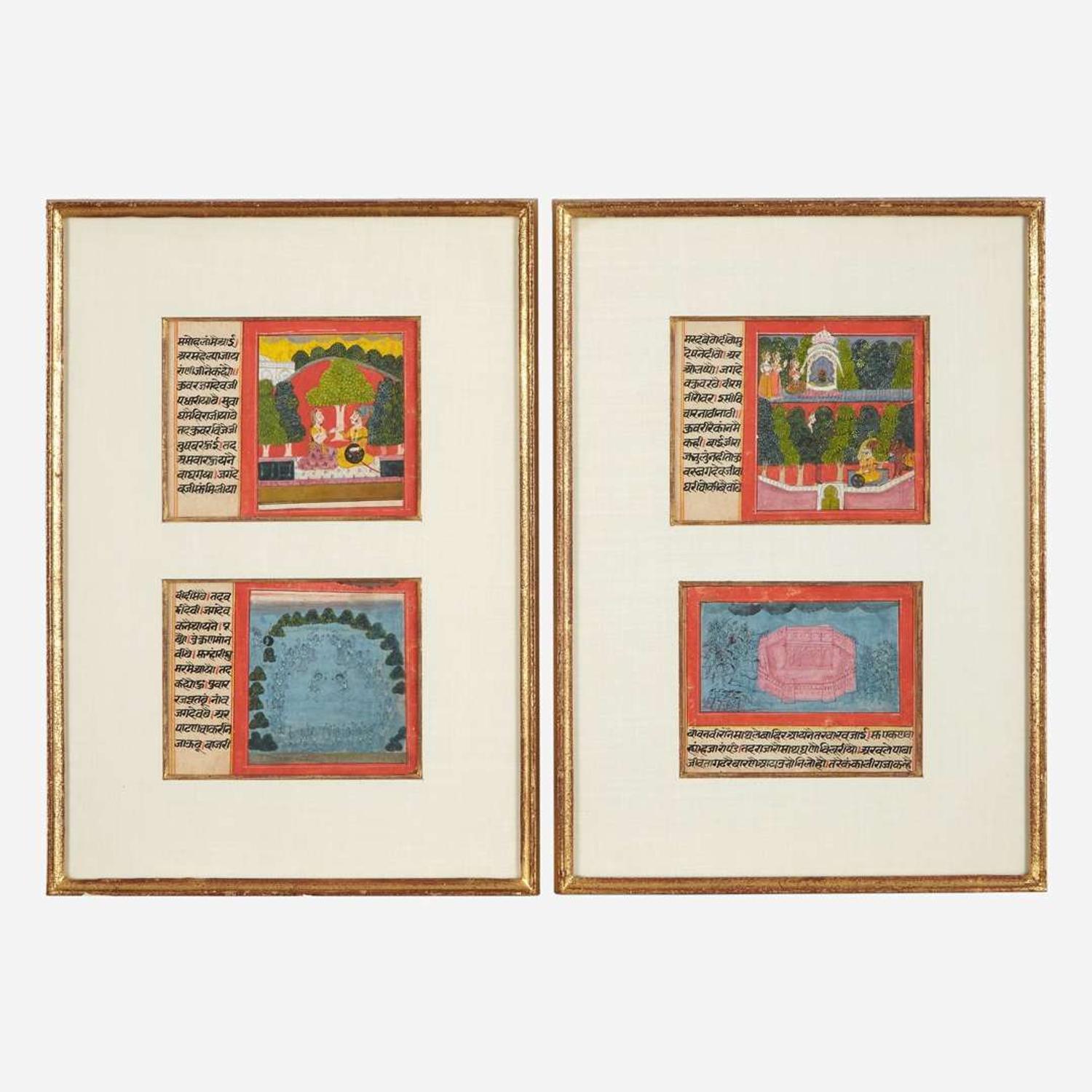 A group of four small Indian folios 印度册页一组四张 18th century or earlier ???????