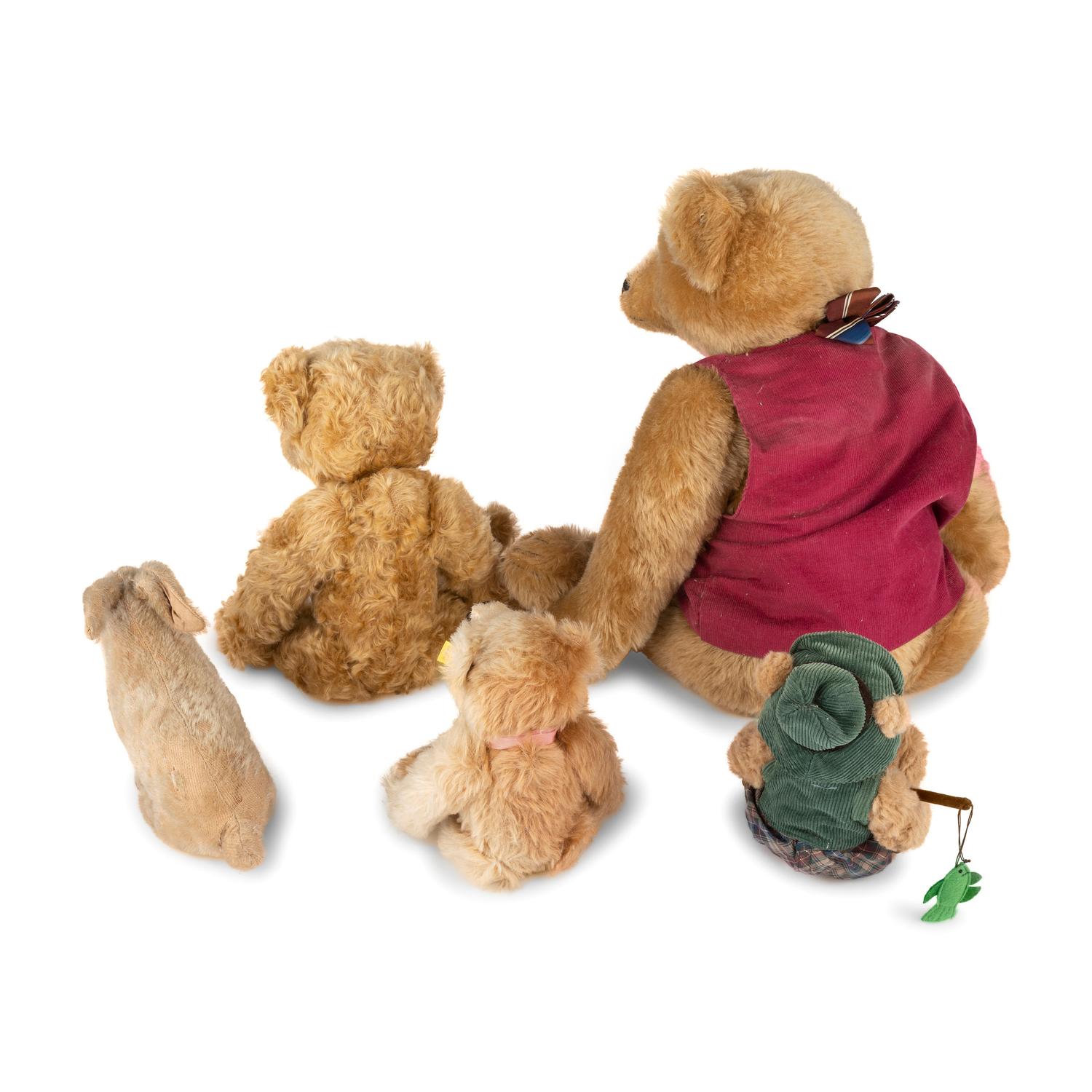 Five Stuffed Animals, Including Steiff