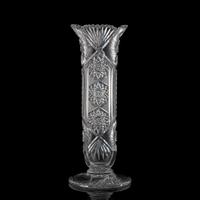 A Brillliant-Period Cut Glass Trumpet Vase with a Pinwheel-Cut Foot