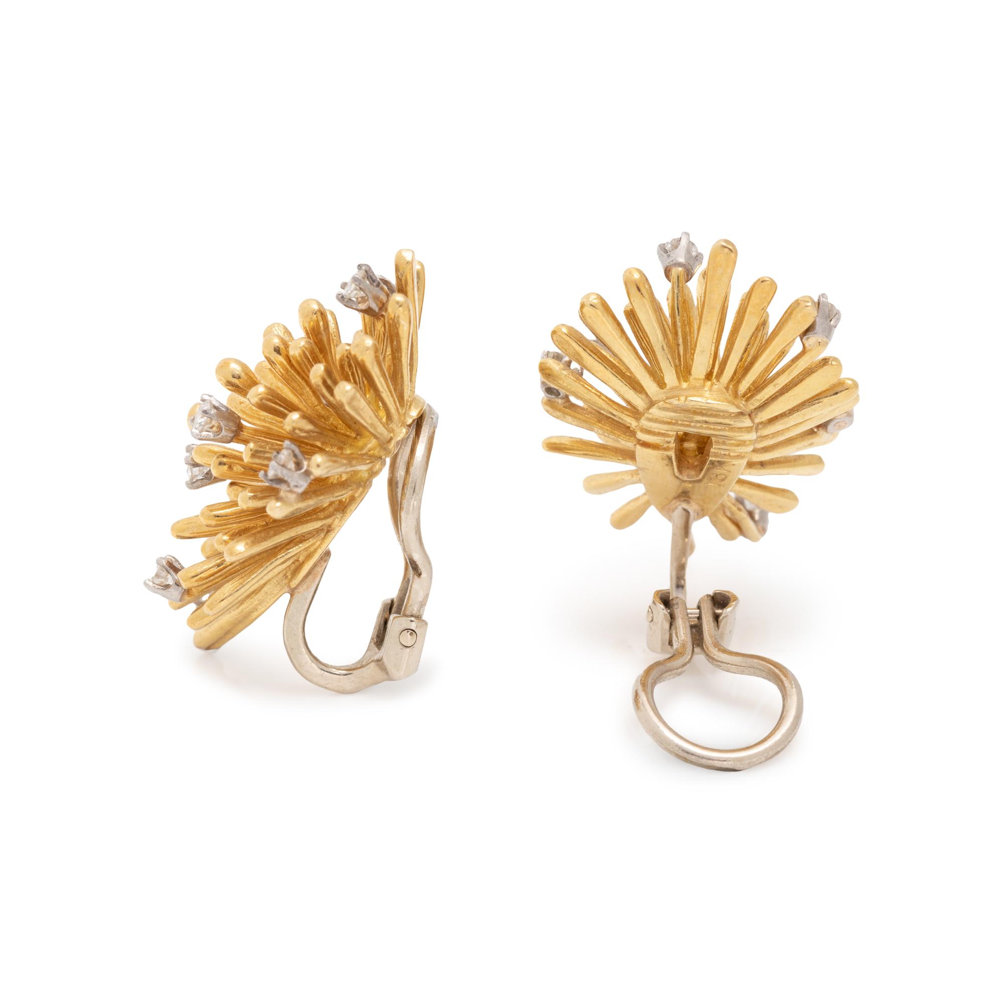 YELLOW GOLD AND DIAMOND EARCLIPS