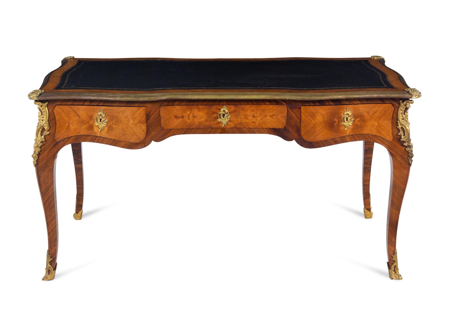 A Louis XV Style Gilt Bronze Mounted Bureau Plat