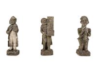 Five French Limestone Garden Figures of Musicians