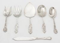 A Group of Silver Serving Articles, Various Makers, comprising two serving sets and one Bigelow, Kennard knife.