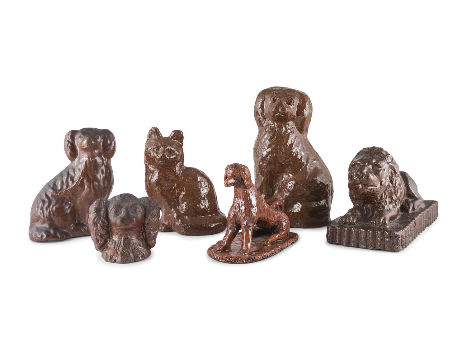 A Group of Sewer Tile and Redware Animal Figures