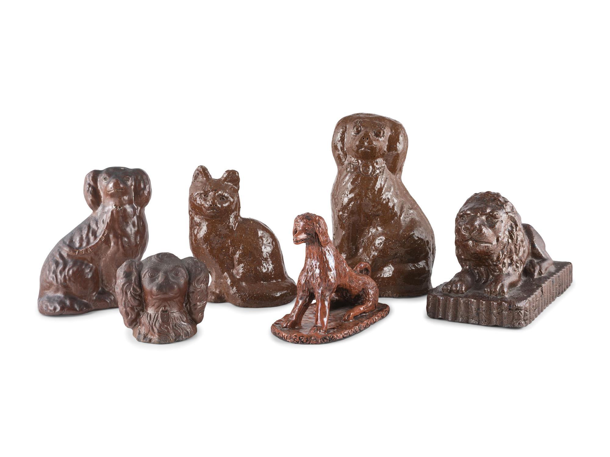A Group of Sewer Tile and Redware Animal Figures