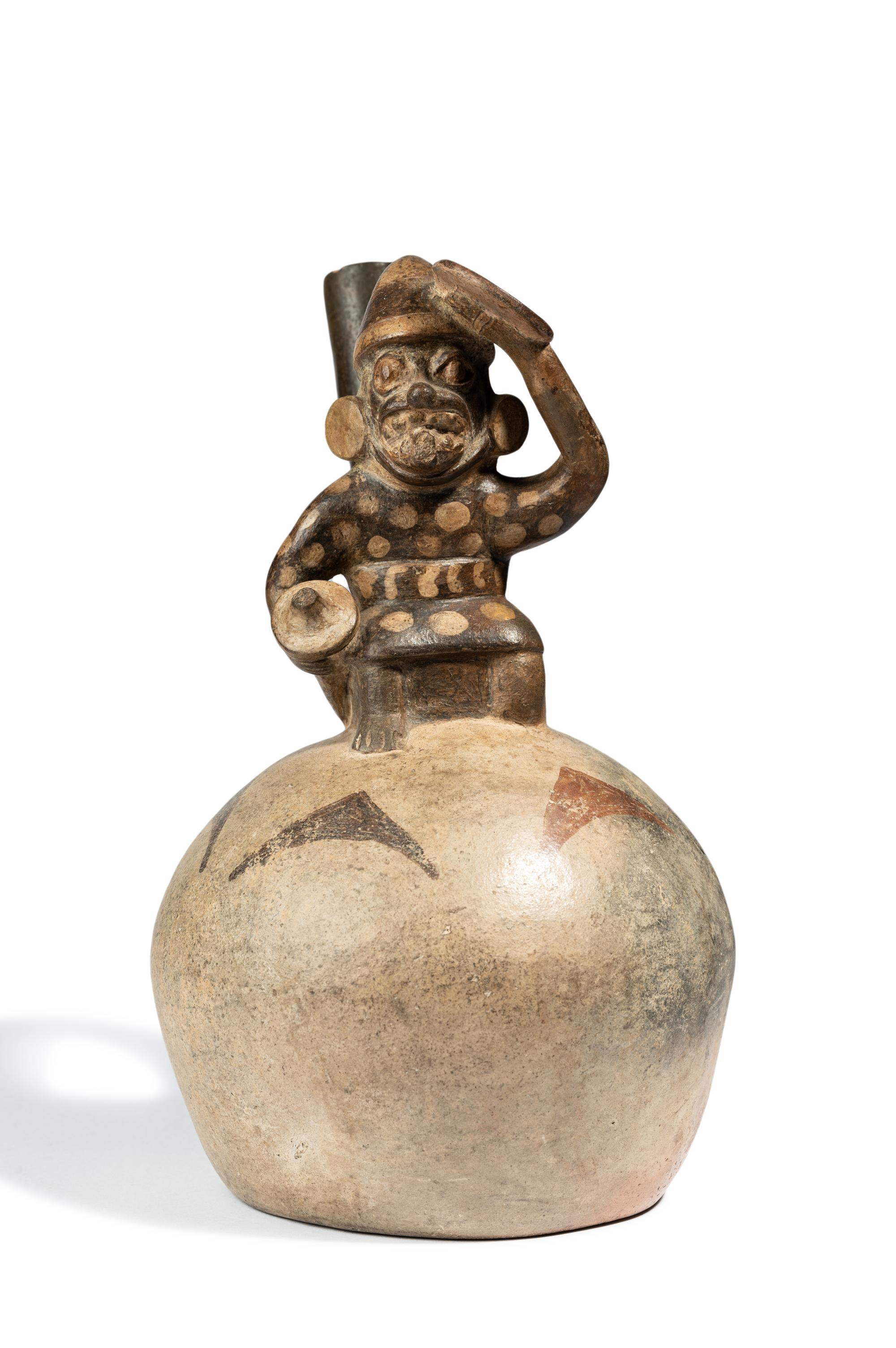 A Moche Stirup Vessel with Figure