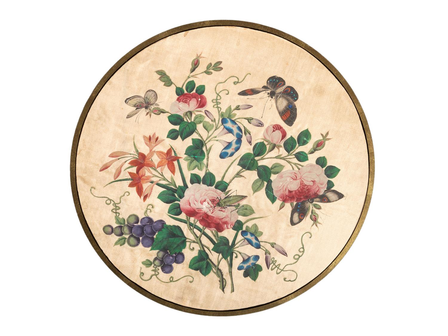A Pair of Floral Paintings on Silk