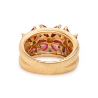 Yellow Gold, Ruby, and Diamond Flower Ring