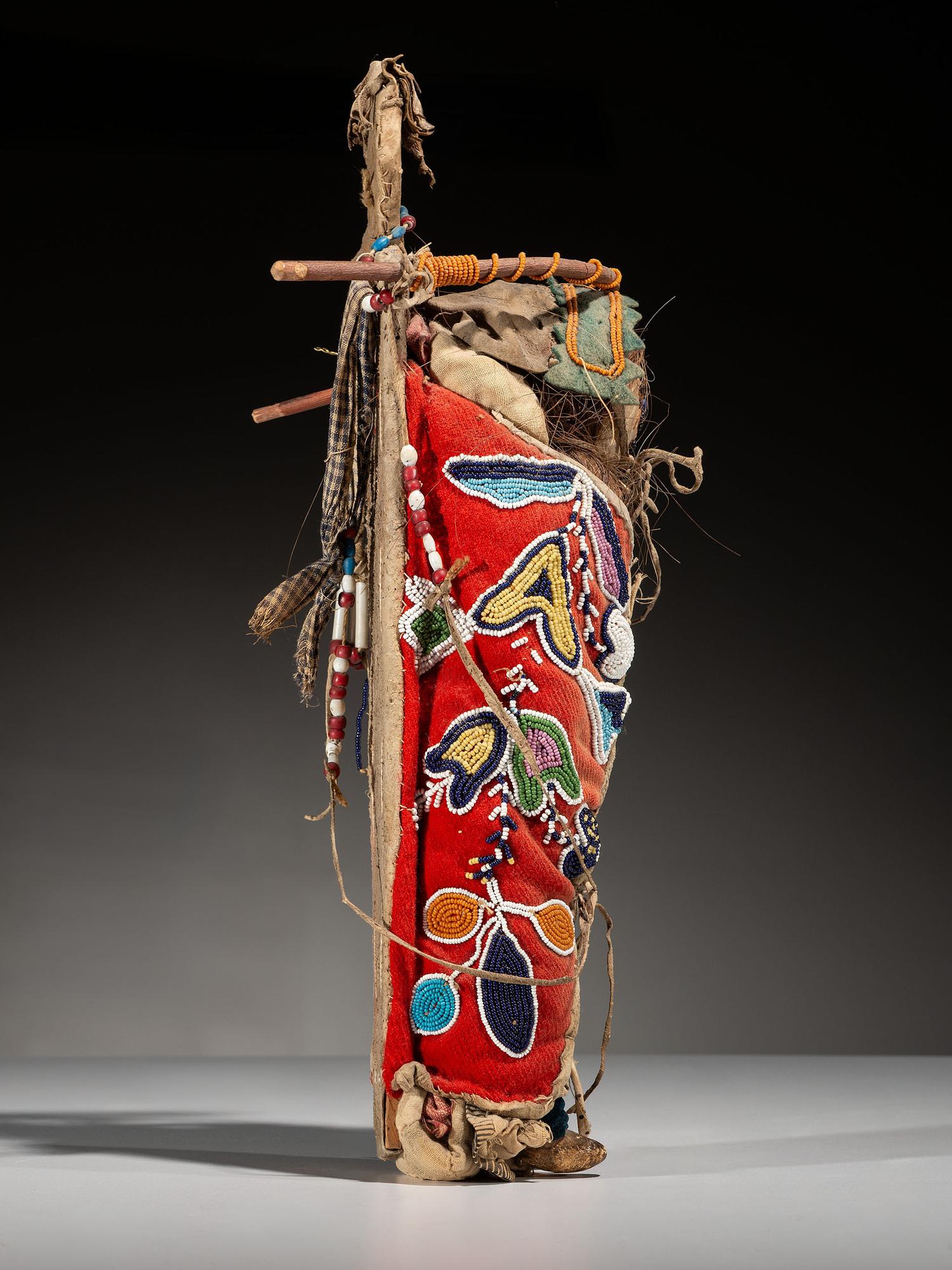Umatilla Beaded Hide Doll Cradle