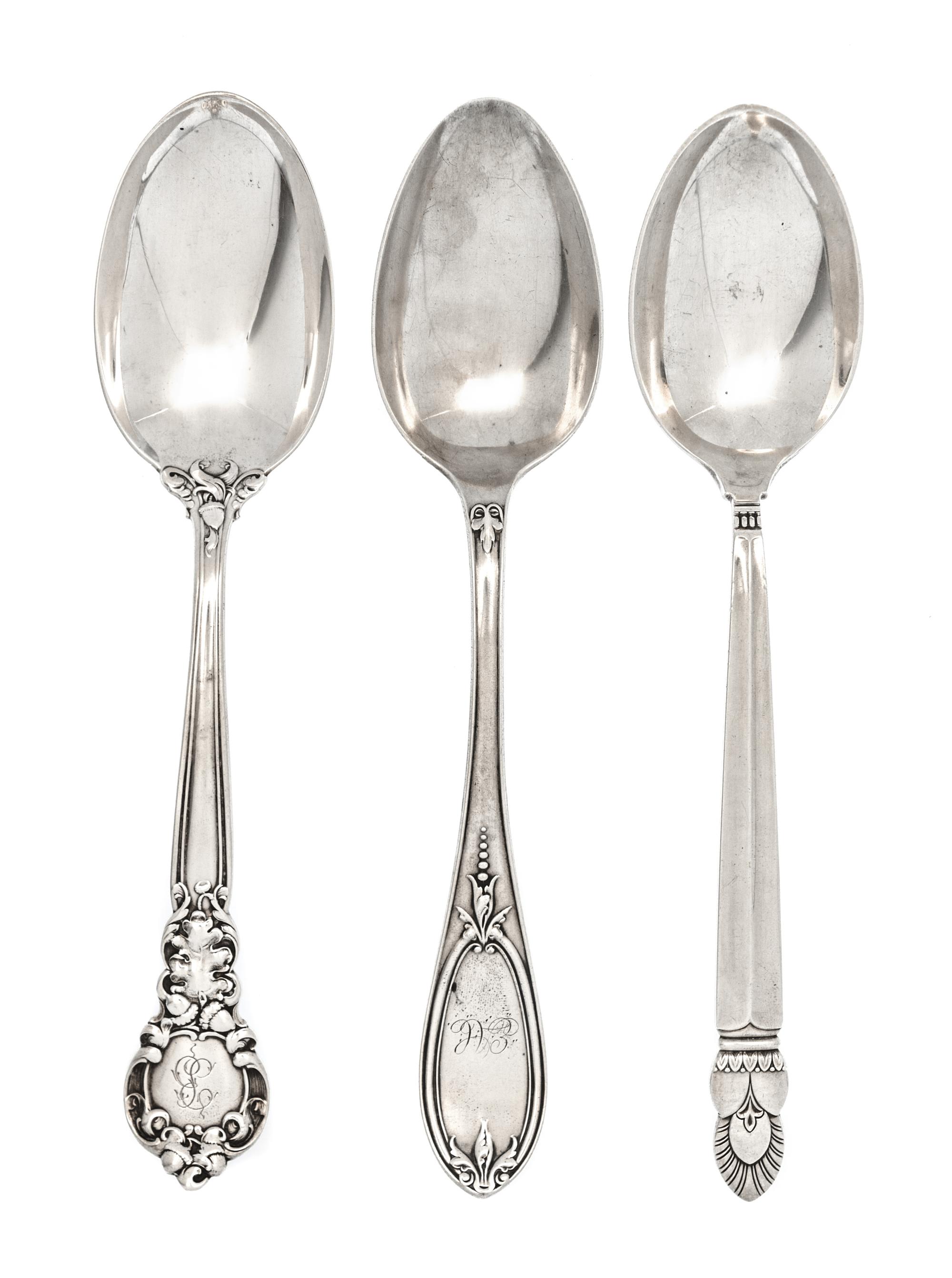 A Group of Three American Silver Table Spoons, ,