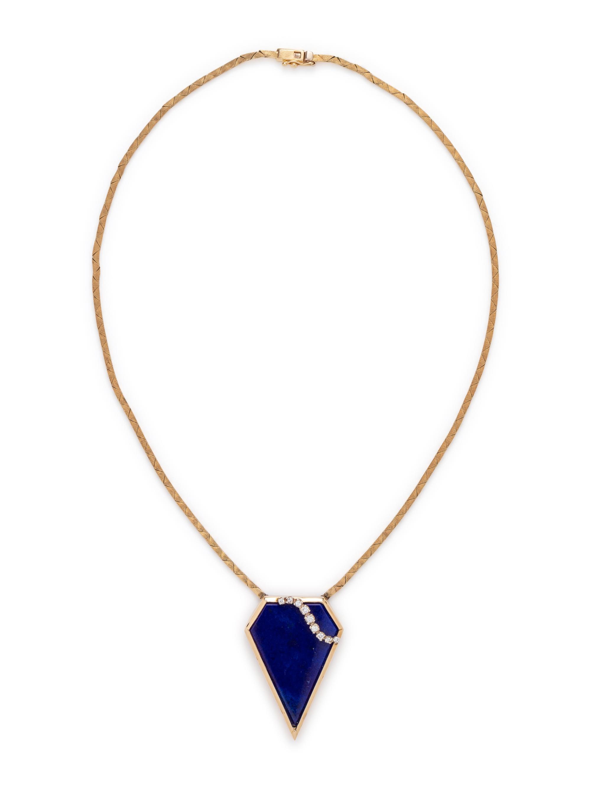 YELLOW GOLD, LAPIS LAZULI AND DIAMOND NECKLACE