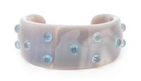 A Grey Agate and Aquamarine Cuff Bracelet, 40.75 dwts.