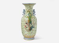 A Chinese famille rose-decorated "Dragon and Phoenix" large vase 粉彩龍鳳大貫耳瓶