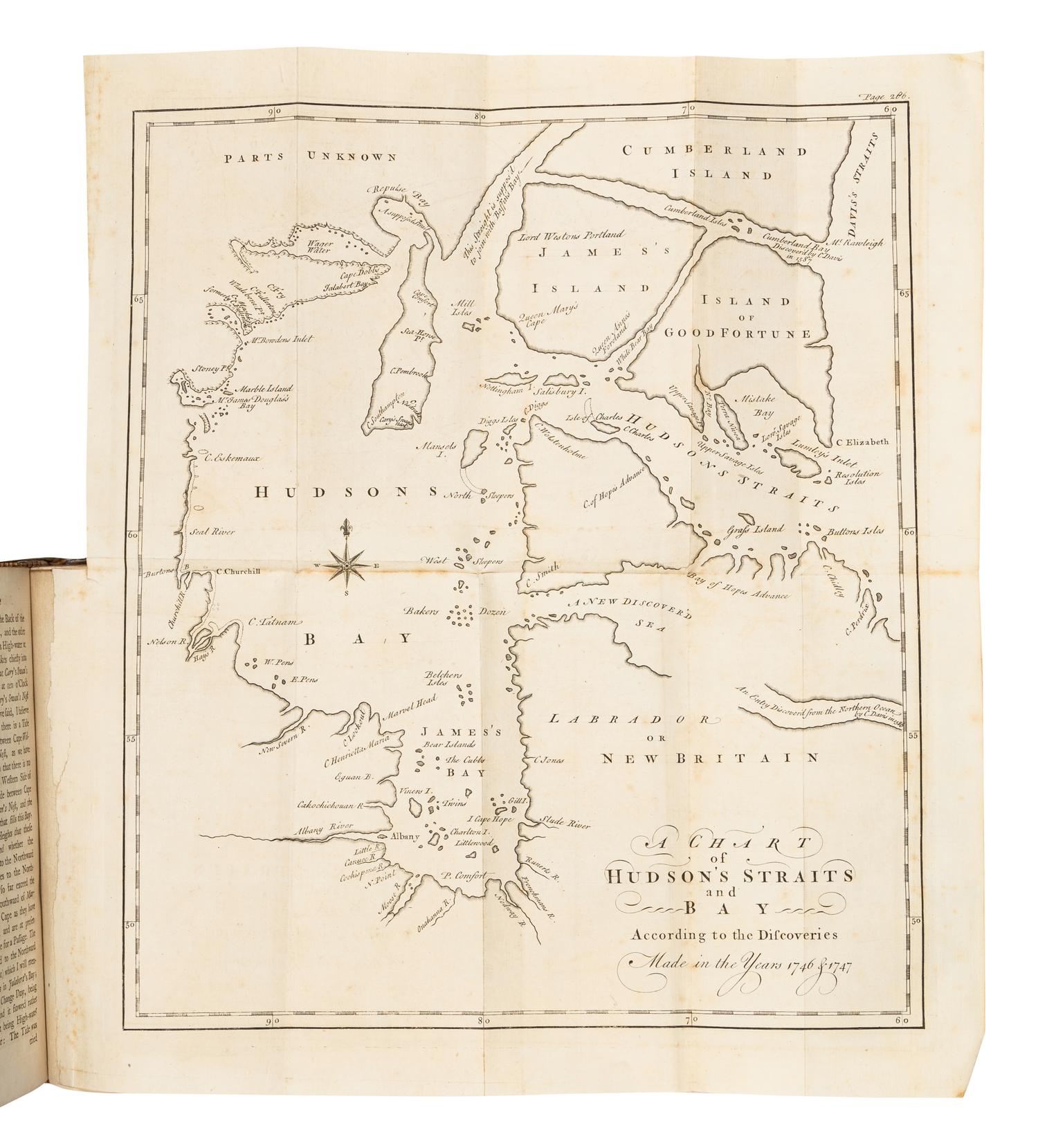 [DRAGE, Theodore Swain (1712-ca 1774) or Charles SWAIN, attributed to]. An Account of a Voyage for the Discovery of a North-West Passage, by Hudson's Streights, to the Western and Southern Ocean of America. Performed in the Year 1746 and 1747, in the Ship California, Capt. Francis Smith, Commander . London: Mr. Jolliffe, Mr. Corbett and Mr. Clarke, 1748.