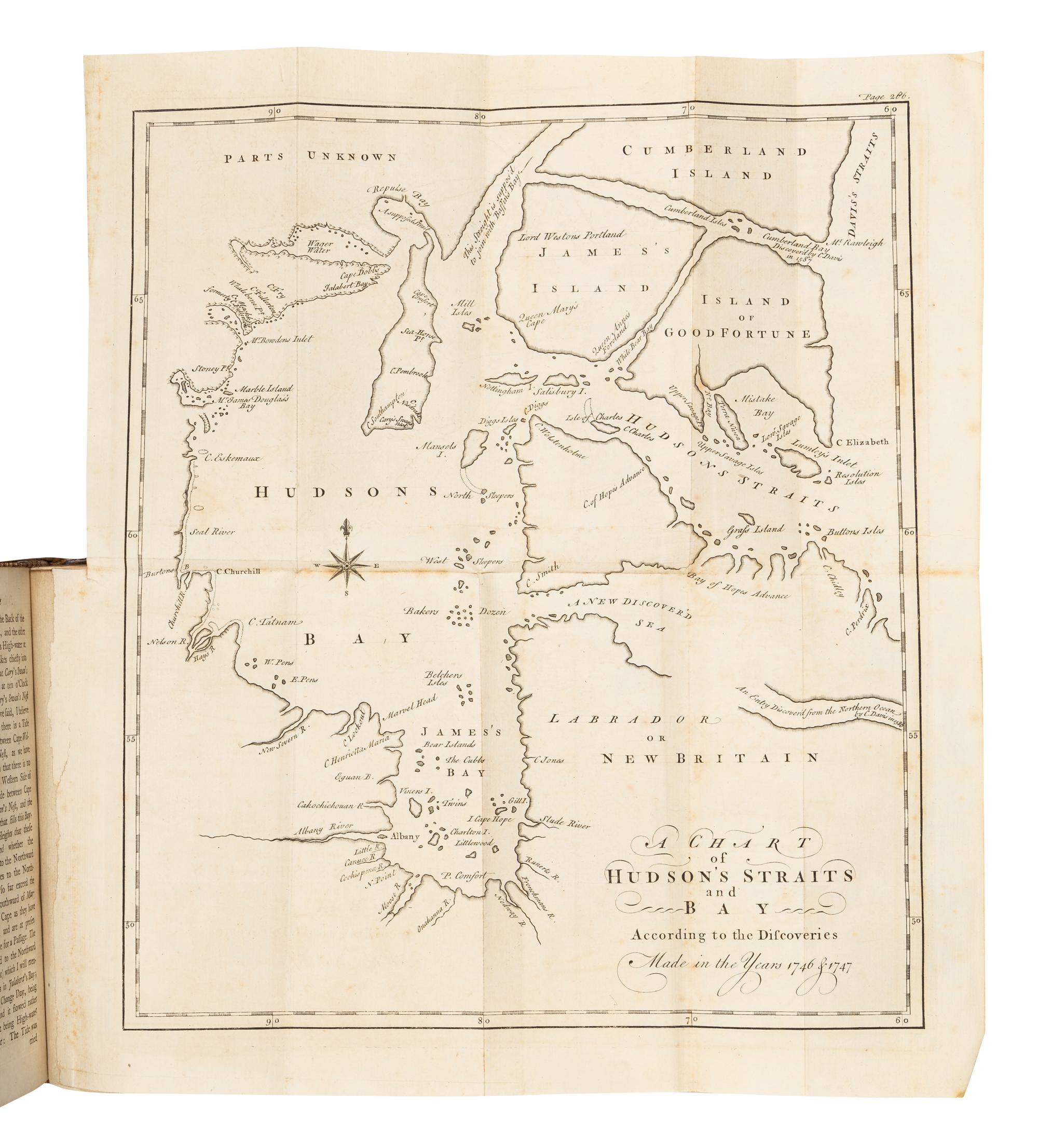 [DRAGE, Theodore Swain (1712-ca 1774) or Charles SWAIN, attributed to]. An Account of a Voyage for the Discovery of a North-West Passage, by Hudson's Streights, to the Western and Southern Ocean of America. Performed in the Year 1746 and 1747, in the Ship California, Capt. Francis Smith, Commander . London: Mr. Jolliffe, Mr. Corbett and Mr. Clarke, 1748.