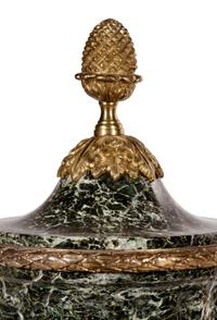 A Pair of Louis XVI Style Gilt Bronze and Marble Urns