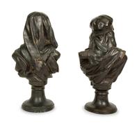 A Pair of Continental Cast Metal Busts — LATE 19TH/EARLY 20TH CENTURY