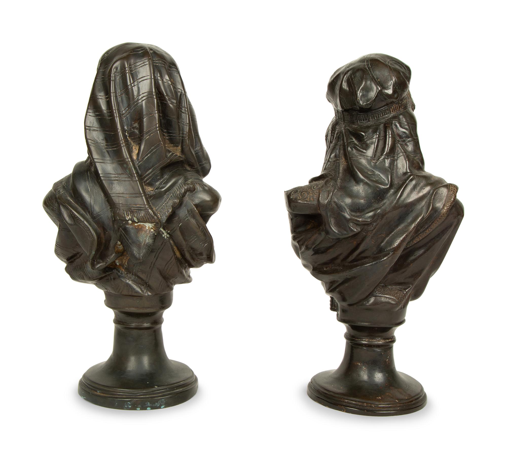 A Pair of Continental Cast Metal Busts — LATE 19TH/EARLY 20TH CENTURY