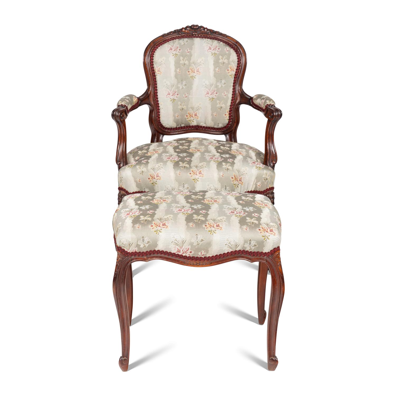 A Louis XV Style Fauteuil and Matching Tabouret