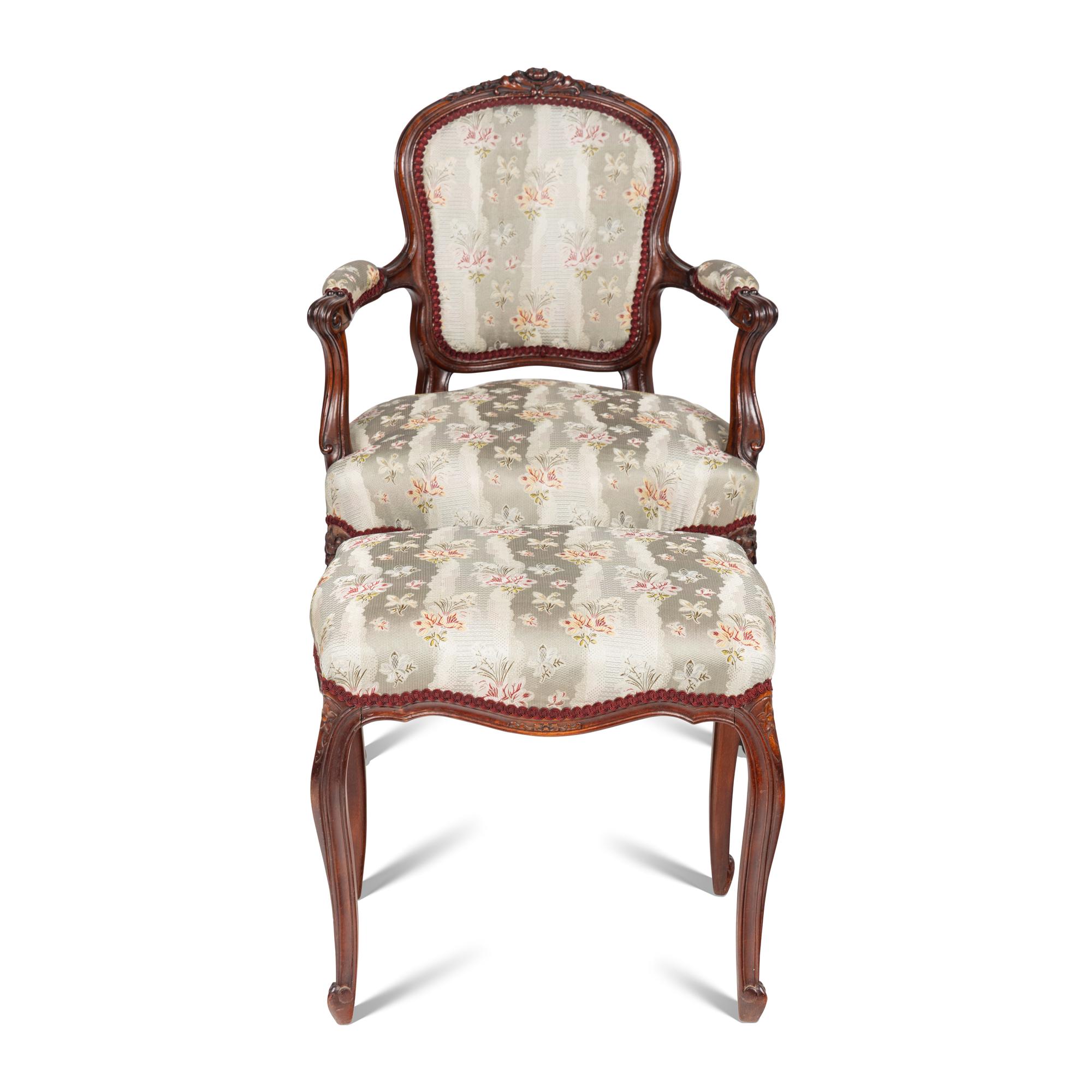 A Louis XV Style Fauteuil and Matching Tabouret