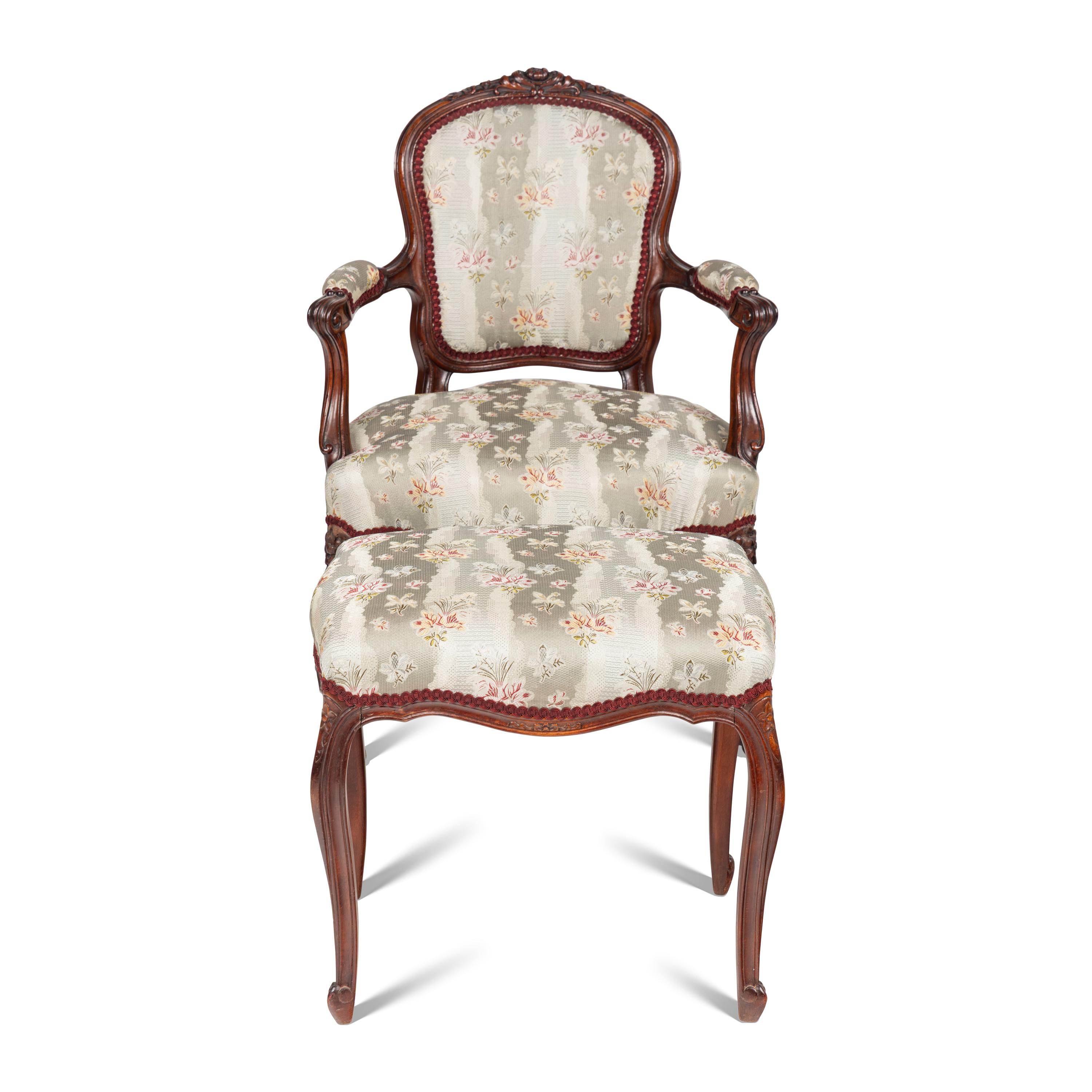 A Louis XV Style Fauteuil and Matching Tabouret