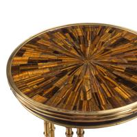 A Pair of Neoclassical Style Gilt Bronze and Tiger's Eye Tables