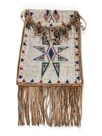 Arapaho Beaded Hide Dispatch Case, with American Flags