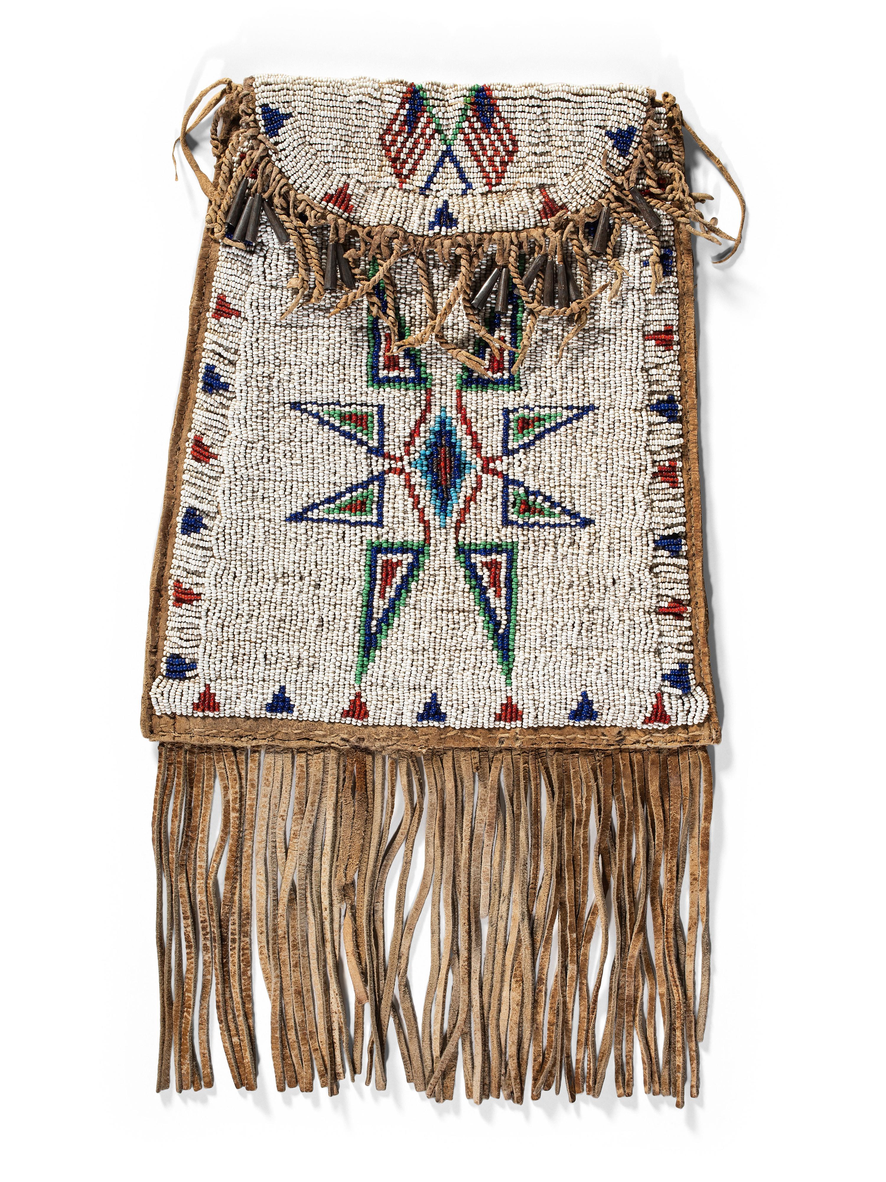 Arapaho Beaded Hide Dispatch Case, with American Flags