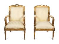 A Pair of Italian Giltwood Armchairs
