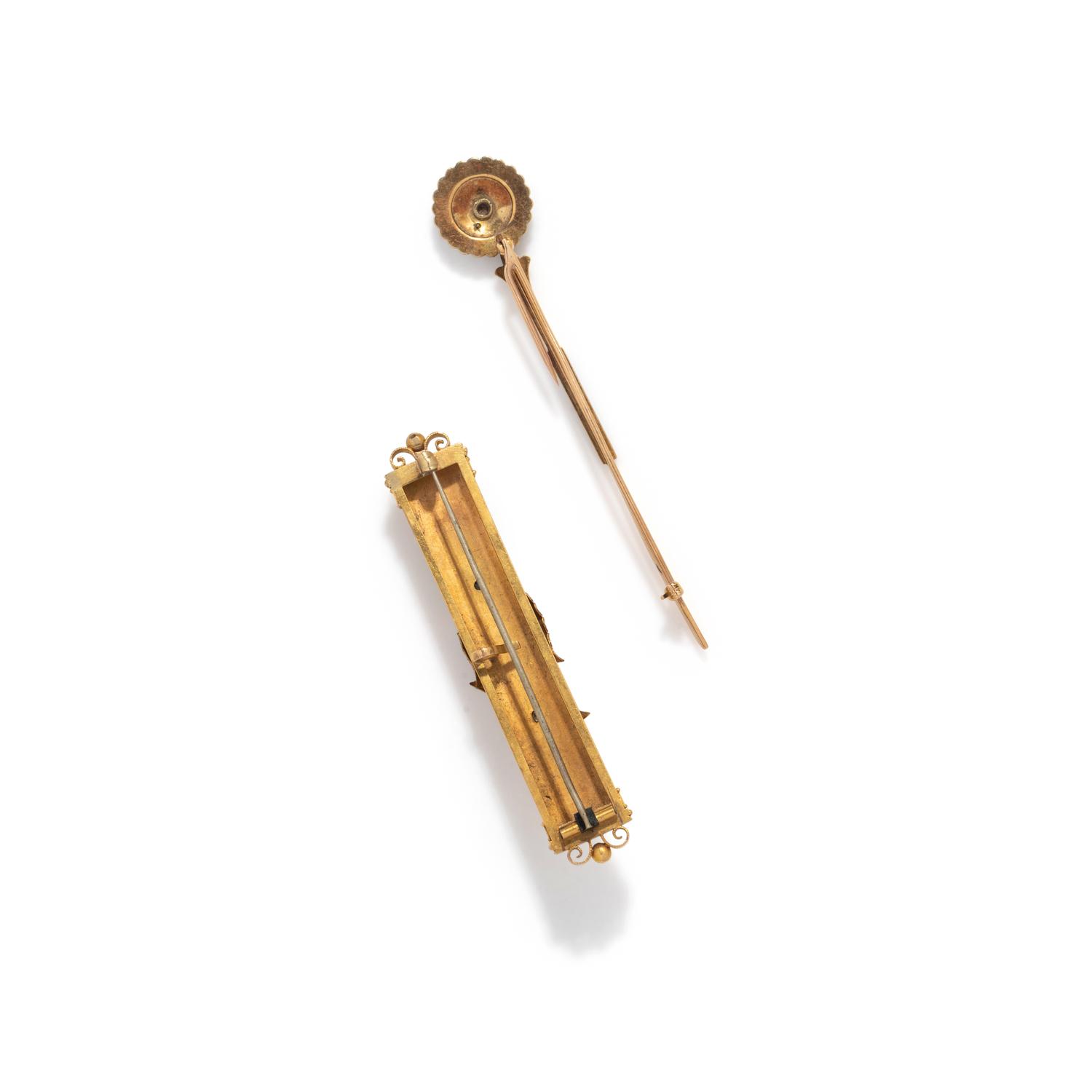 ANTIQUE, COLLECTION OF YELLOW GOLD BROOCHES