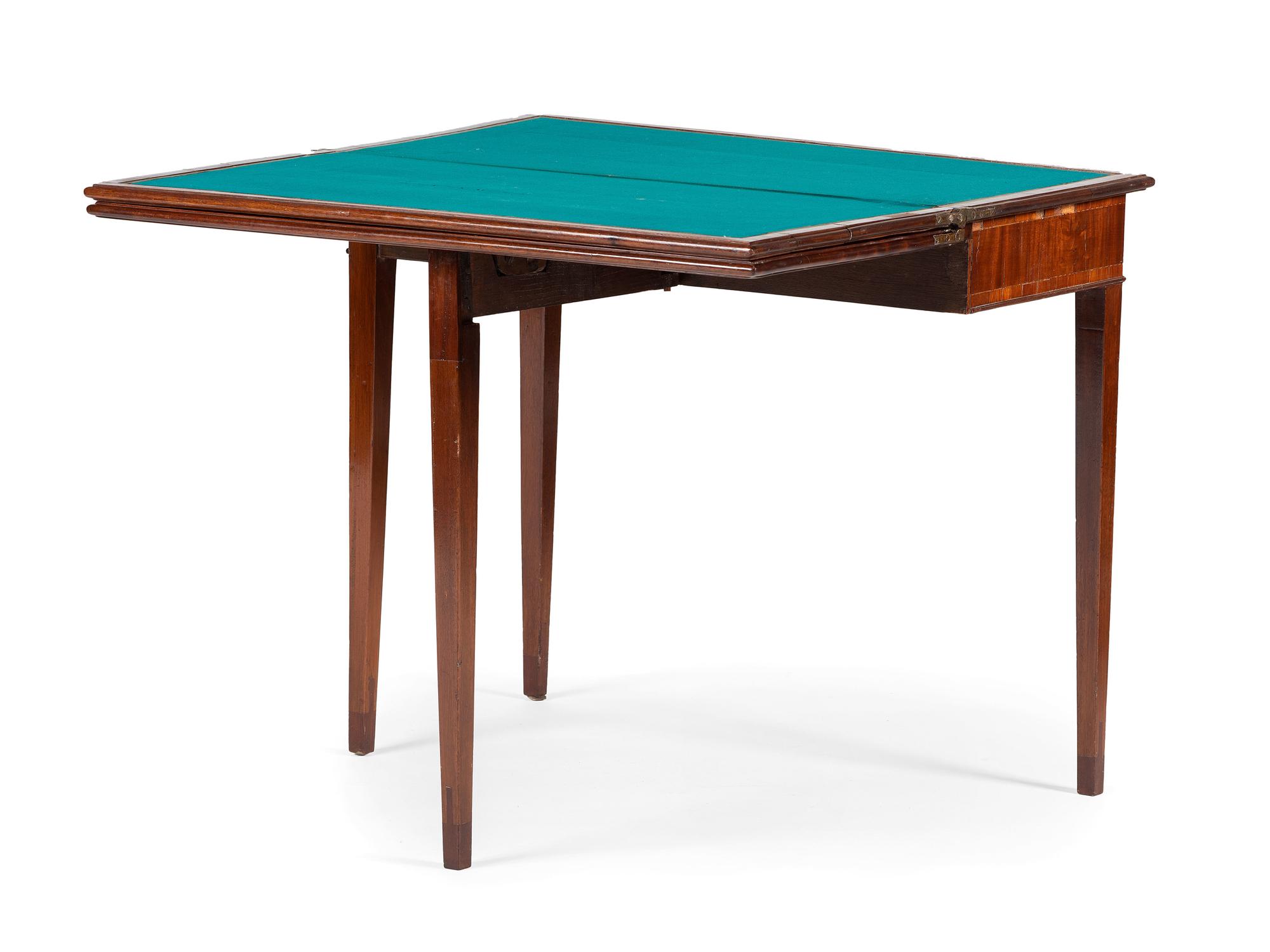 A Regency Figured Mahogany Game and Tea Table