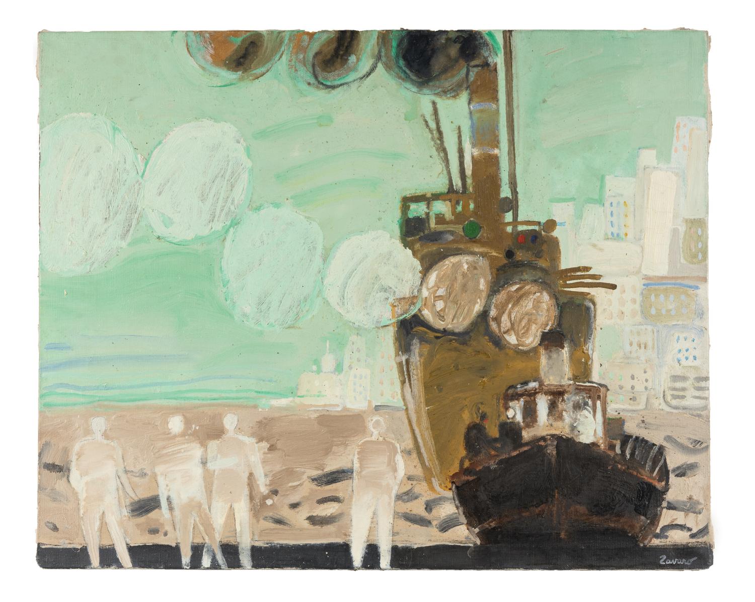 A group of three paintings ( Le pique-nique , Le paon , and Devant le port )