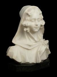 An Italian Carved Marble Bust of a Girl