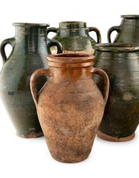 A Group of Nine Glazed Earthenware Confit Jars