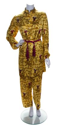 A Lanvin Yellow Chinoiserie Silk Pant Ensemble,