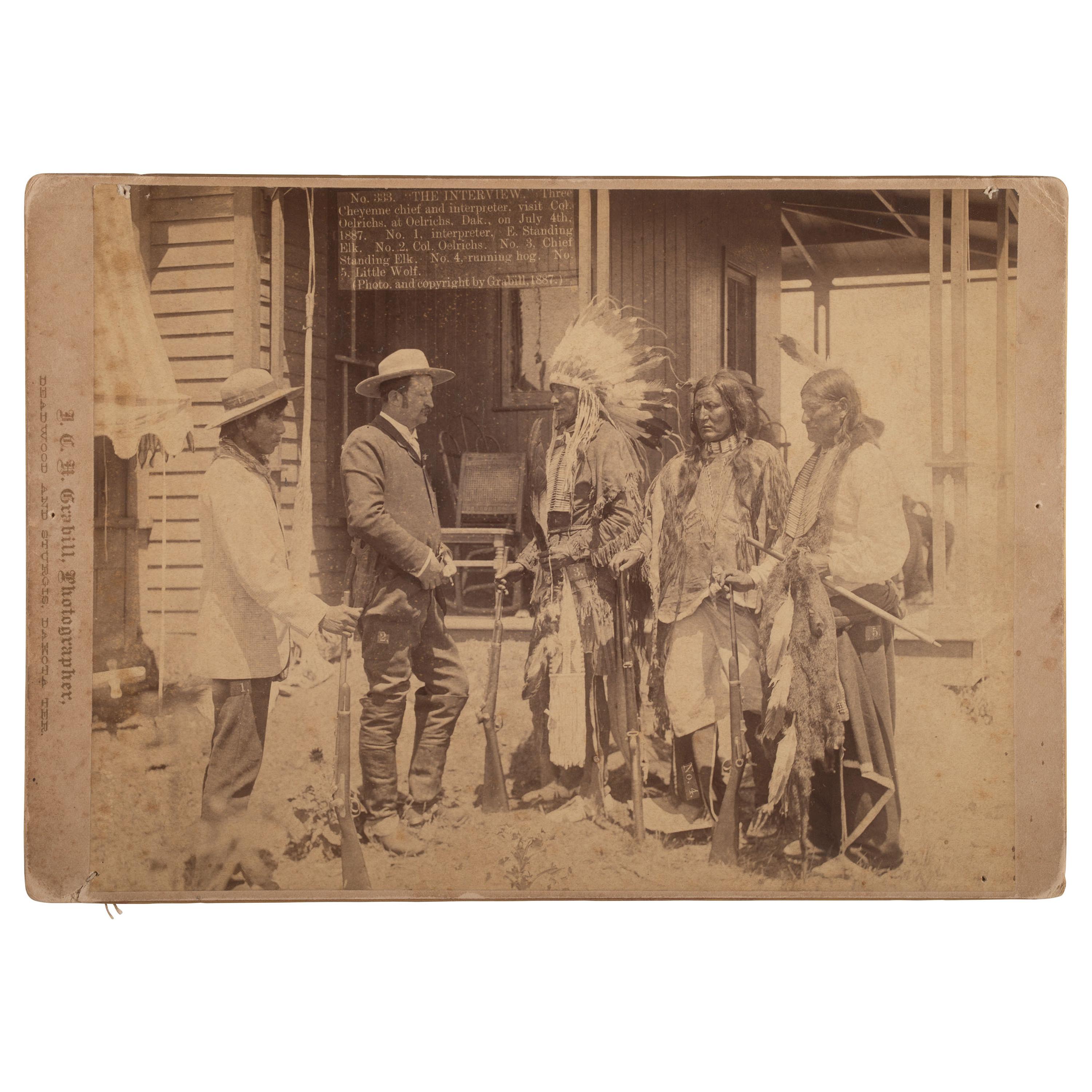 John C.H. Grabill (American, 1849-1903) — Cheyenne Chiefs and Interpreter, Visit Colonel Oelrichs in Oelrichs, Dakota, 1887
