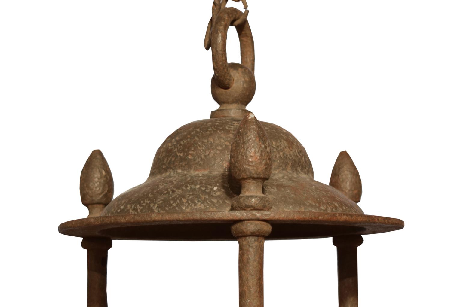 A Wrought Iron Lantern by Jose Thenee 9.5" W x 9.5" D x 25" H — Argentina, Circa 1930