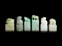 Six Chinese Jade and Jadeite Square Seals