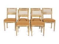 An Italian Louis XVI Style Cream Painted and Parcel Gilt Parlor Suite