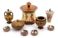 Group of Twelve Pieces Greek Reproduction Painted Pottery